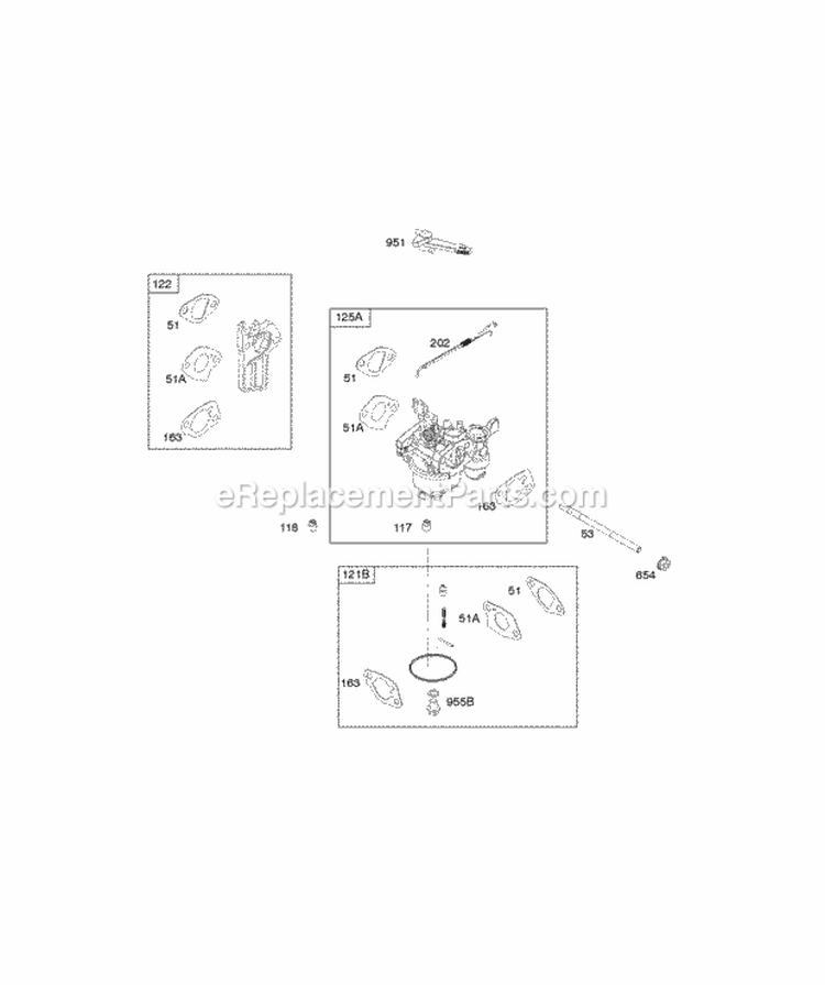 Carburetor Diagram and Parts List for 130G32-0016-H1  Briggs and Stratton Engine